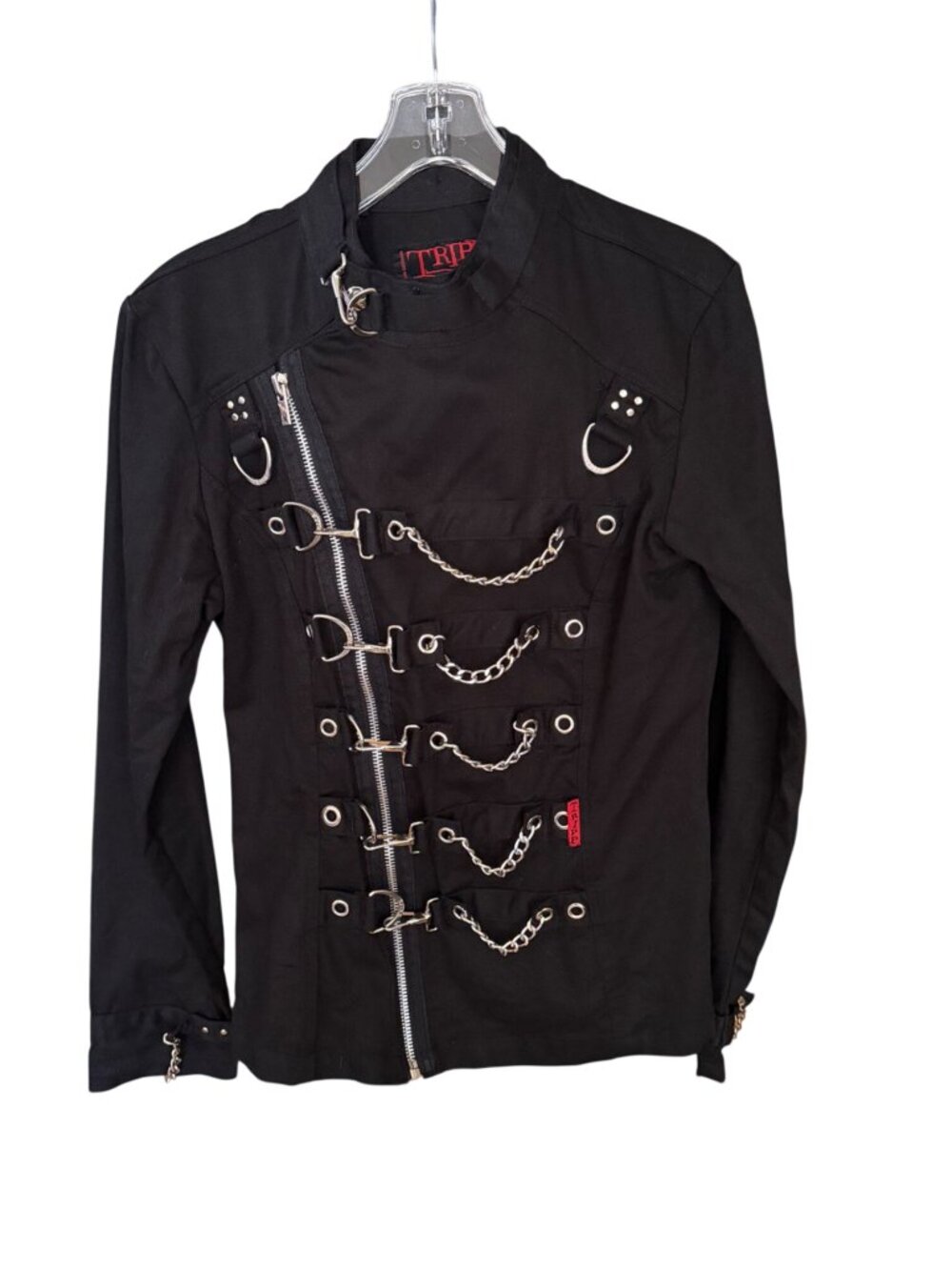 Tripp NYC Vintage Black Gothic Punk Rock Jacket With Chains & Buckle Details  La